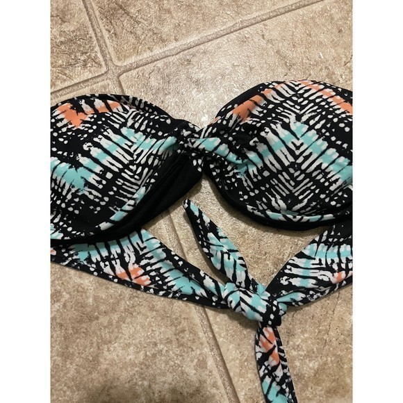 Converse Swim Bikini Bandeau Strapless Tie Back Multicolor Womens Size S NWOT - Picture 4 of 4